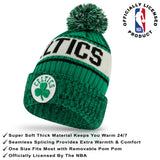Ultra Game Men's NBA Official Super Soft Winter Beanie Hat with Extra Warm Touch Screen Gloves | Boston Celtics