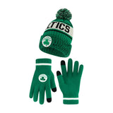 Ultra Game Men's NBA Official Super Soft Winter Beanie Hat with Extra Warm Touch Screen Gloves | Boston Celtics