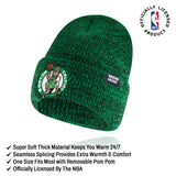 Ultra Game Men's NBA Official Super Soft Winter Beanie Knit Hat with Extra Warm Touch Screen Gloves | Boston Celtics