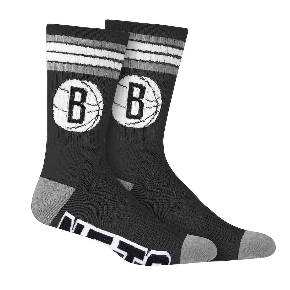 Ultra Game Men's NBA Official Athletic Cushioned Secure Fit Team Crew Socks - 3 Pack | Brooklyn Nets