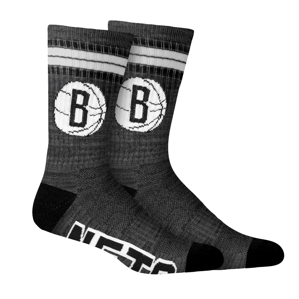 Ultra Game Men's NBA Official Athletic Cushioned Secure Fit Team Crew Socks - 3 Pack | Brooklyn Nets