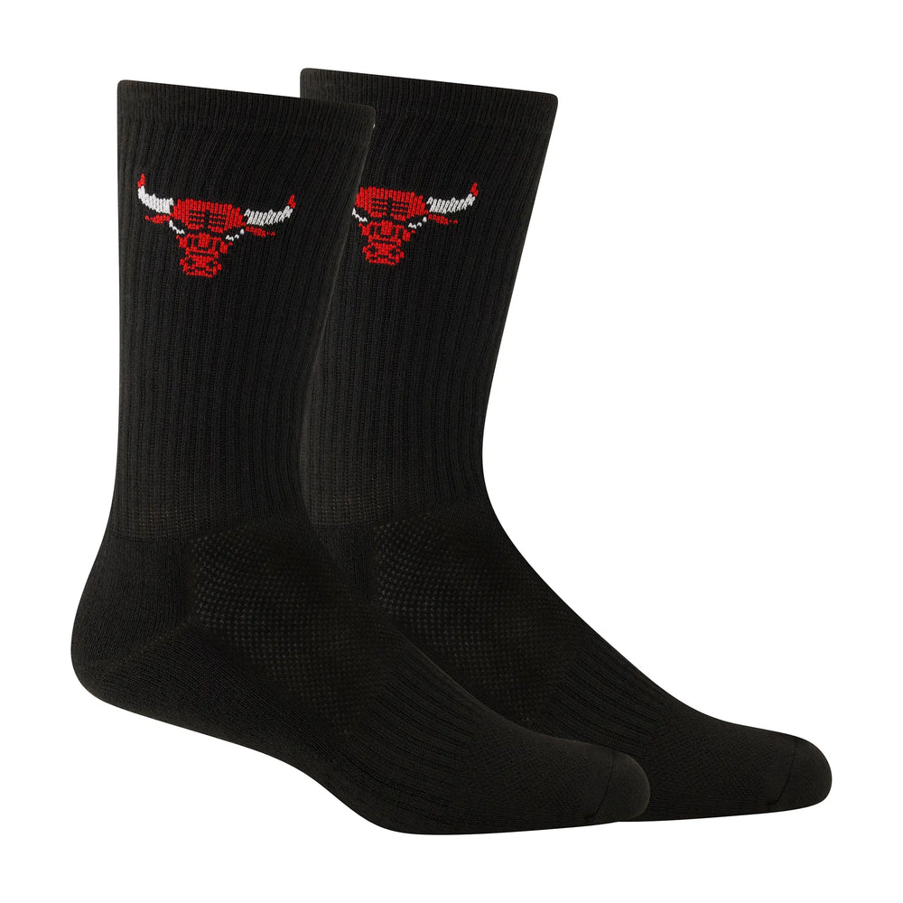 Ultra Game Men's NBA Official Athletic Cushioned Core Logo Team Crew Socks - 3 Pack | Chicago Bulls