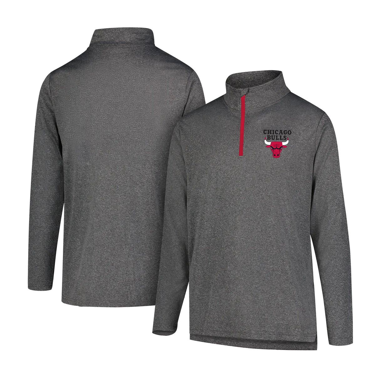 Ultra Game Men's NBA Official Super Soft Quarter Zip Long Sleeve T-Shirt | Chicago Bulls