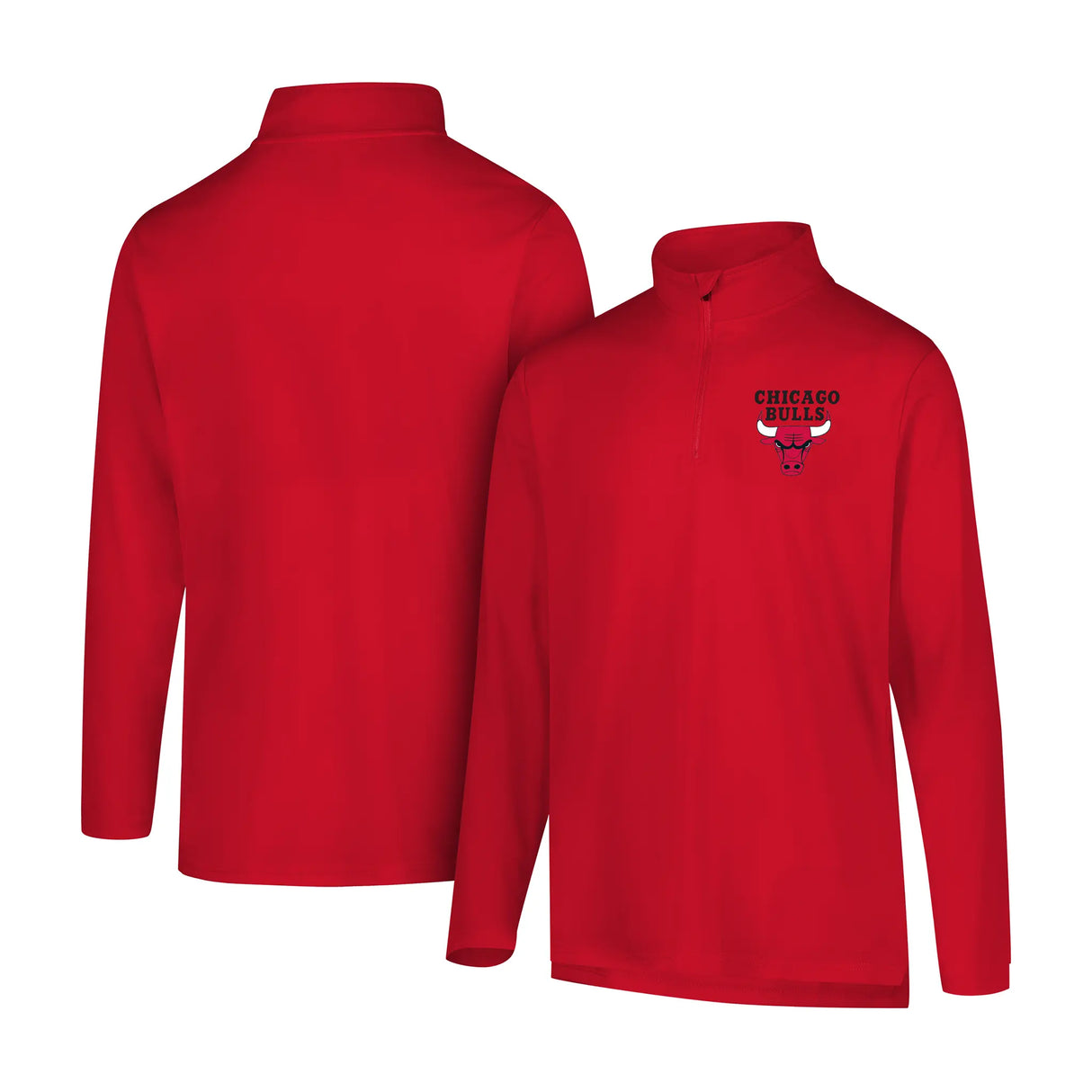 Ultra Game Men's NBA Official Super Soft Quarter Zip Long Sleeve T-Shirt | Chicago Bulls
