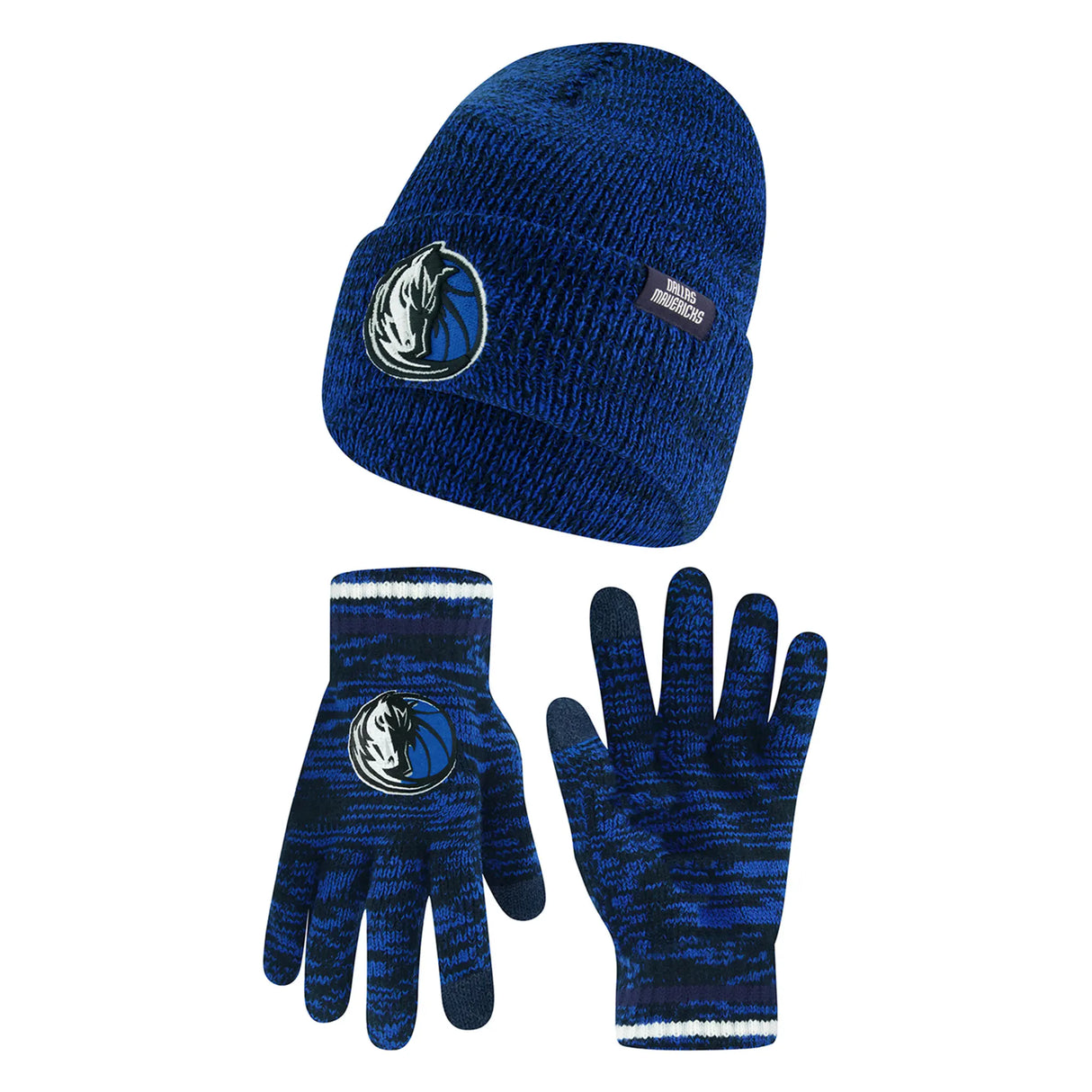 Ultra Game Men's NBA Official Super Soft Winter Beanie Knit Hat with Extra Warm Touch Screen Gloves | Dallas Mavericks