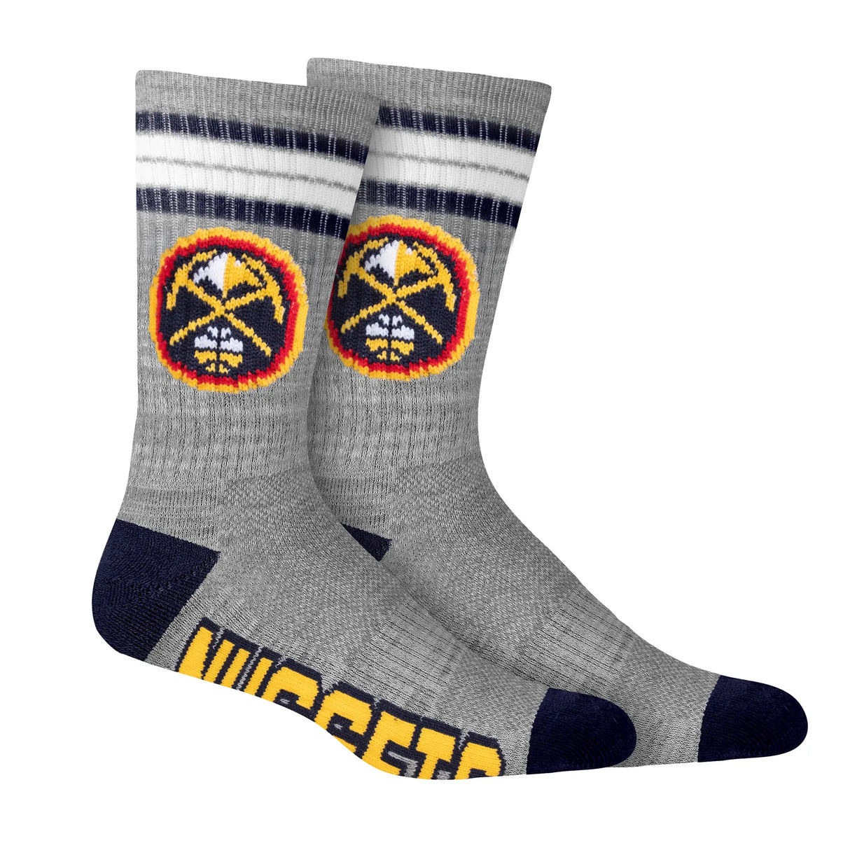 Ultra Game Men's NBA Official Athletic Cushioned Secure Fit Team Crew Socks - 3 Pack | Denver Nuggets
