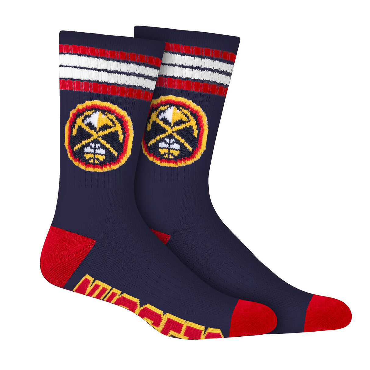 Ultra Game Men's NBA Official Athletic Cushioned Secure Fit Team Crew Socks - 3 Pack | Denver Nuggets