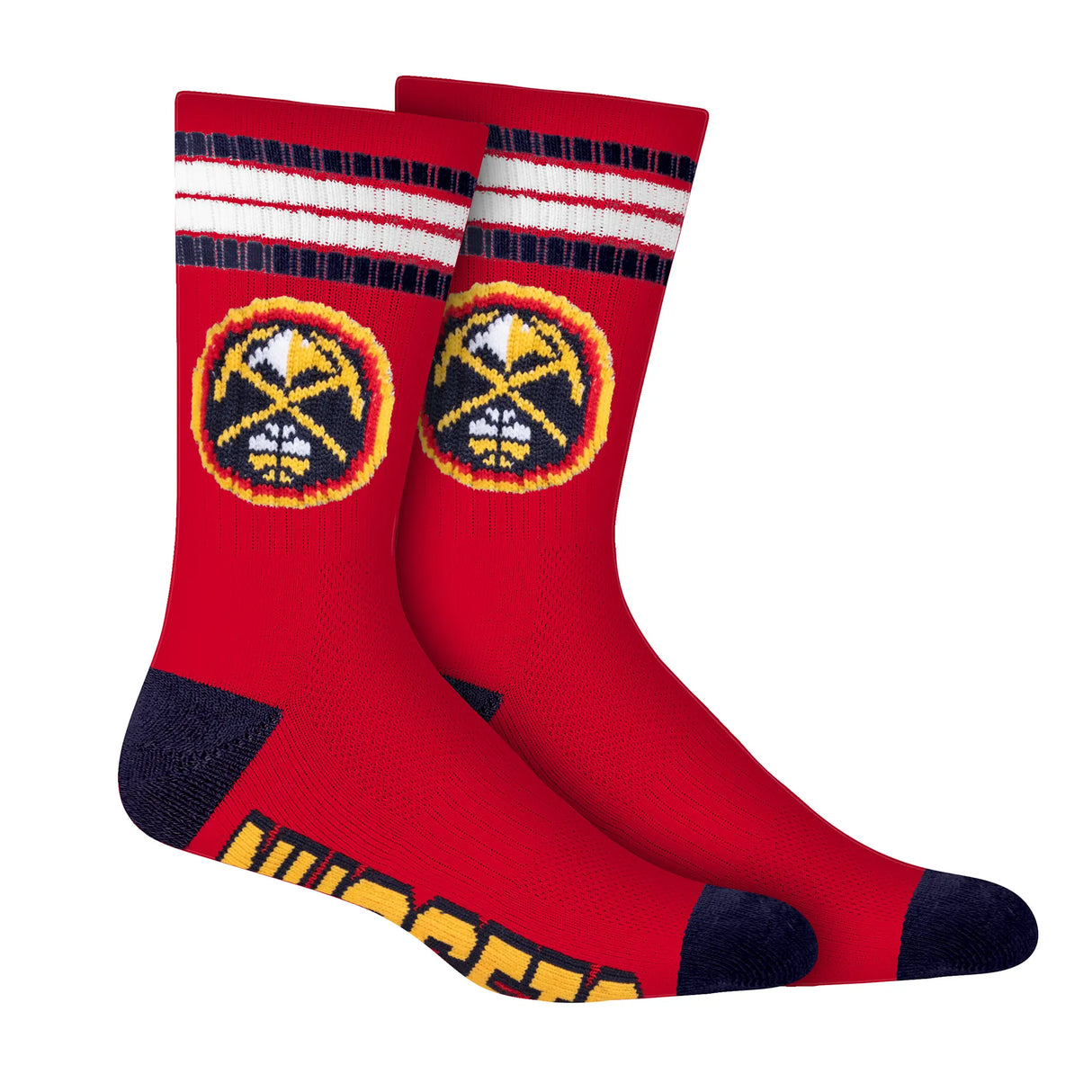 Ultra Game Men's NBA Official Athletic Cushioned Secure Fit Team Crew Socks - 3 Pack | Denver Nuggets