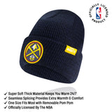 Ultra Game Men's NBA Official Super Soft Winter Beanie Knit Hat with Extra Warm Touch Screen Gloves | Denver Nuggets
