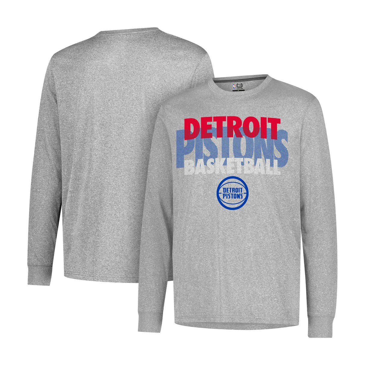 Ultra Game Men’s NBA Official Super Soft Supreme Long Sleeve T-Shirt | Detroit Pistons