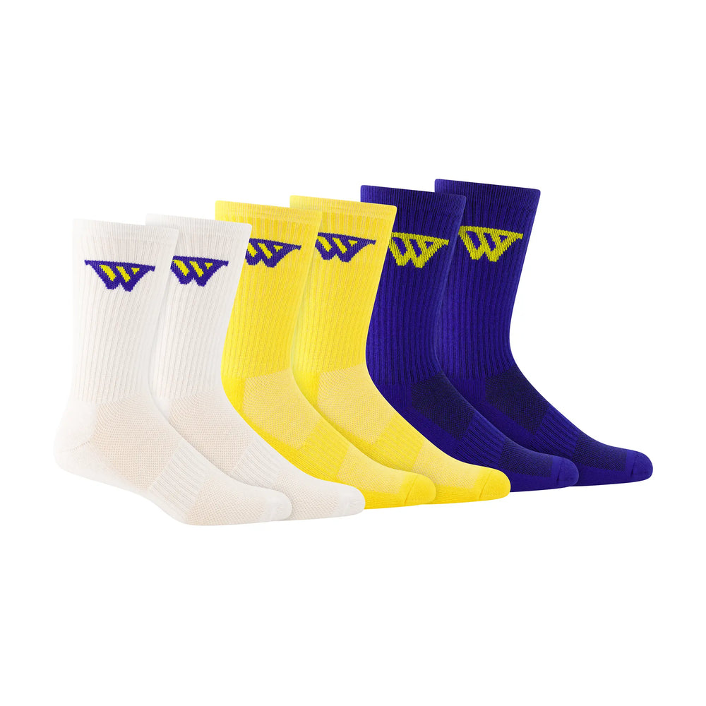 Ultra Game Men's NBA Official Athletic Cushioned Core Logo Team Crew Socks - 3 Pack | Golden State Warriors
