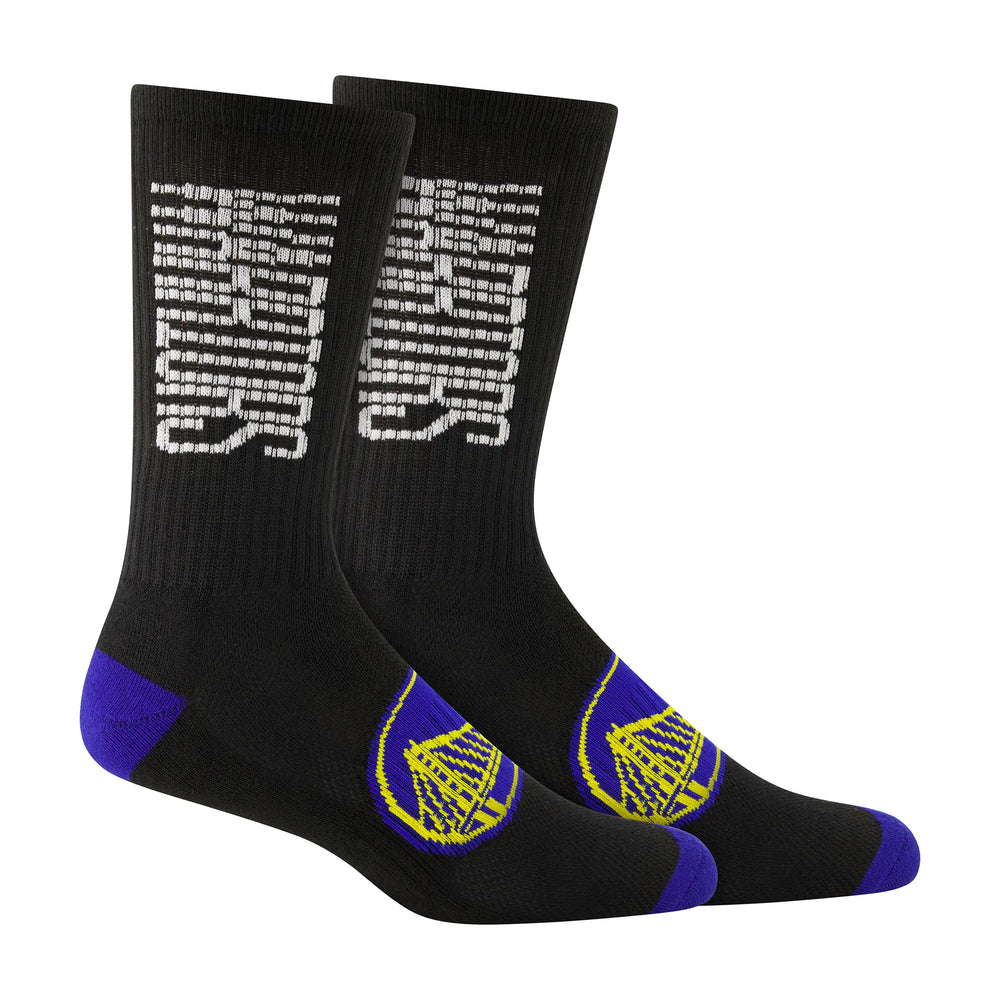 Ultra Game Men's NBA Official Athletic Cushioned Vertical Attack Team Crew Socks - 3 Pack | Golden State Warriors