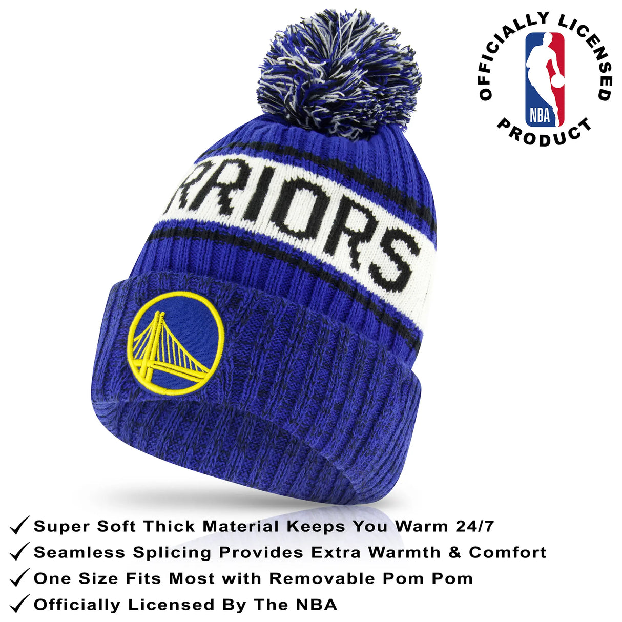 Ultra Game Men's NBA Official Super Soft Winter Beanie Hat with Extra Warm Touch Screen Gloves | Golden State Warriors