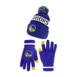 Ultra Game Men's NBA Official Super Soft Winter Beanie Hat with Extra Warm Touch Screen Gloves | Golden State Warriors