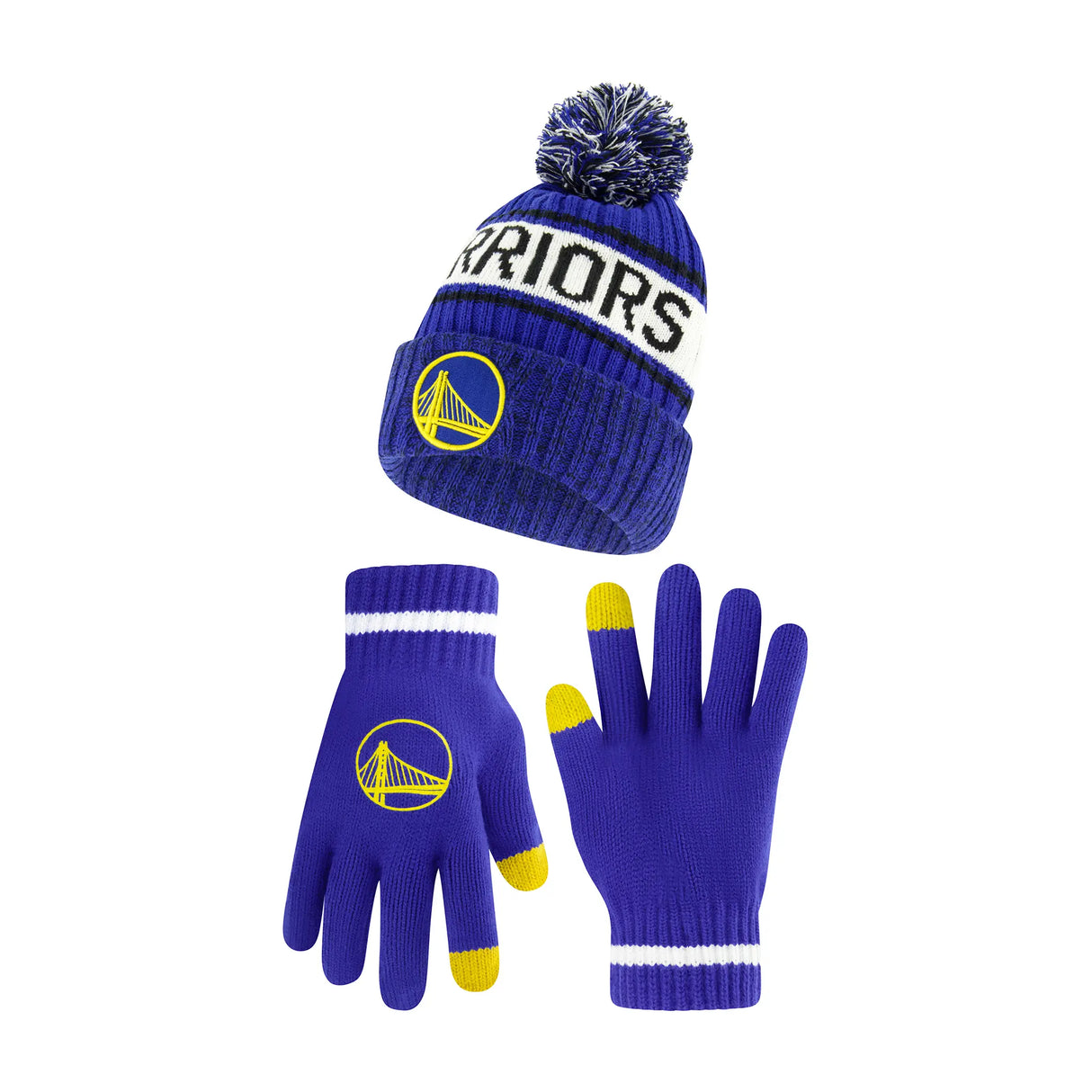 Ultra Game Men's NBA Official Super Soft Winter Beanie Hat with Extra Warm Touch Screen Gloves | Golden State Warriors
