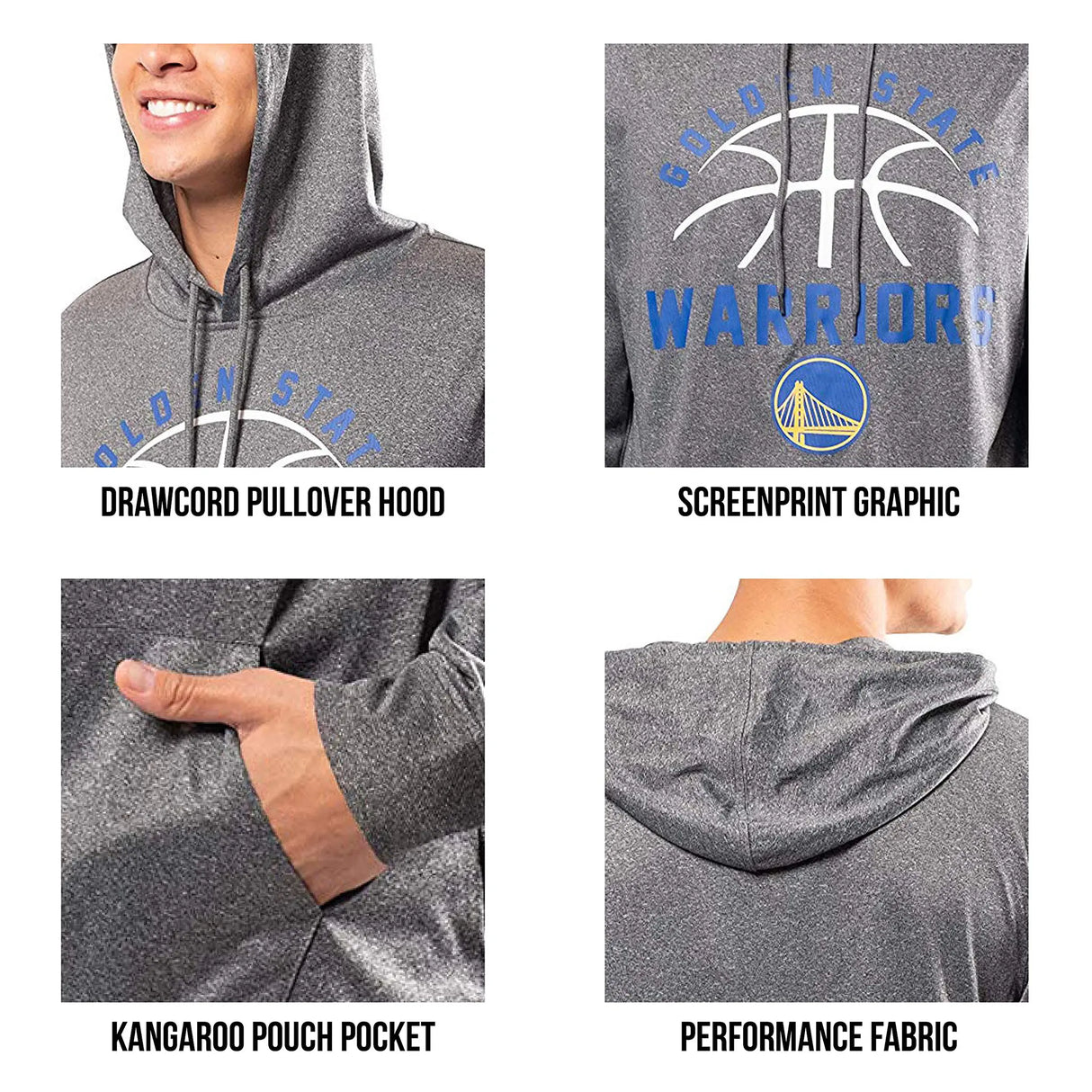 Ultra Game Men's NBA Official Super Soft Lightweight Hoodie Sweatshirt | Golden State Warriors
