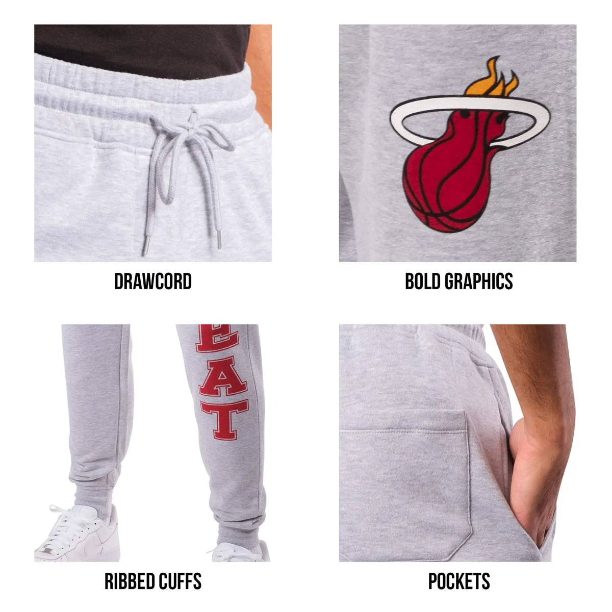 Ultra Game Men's NBA Official Super Soft Team Jogger Sweatpants | Detroit Pistons