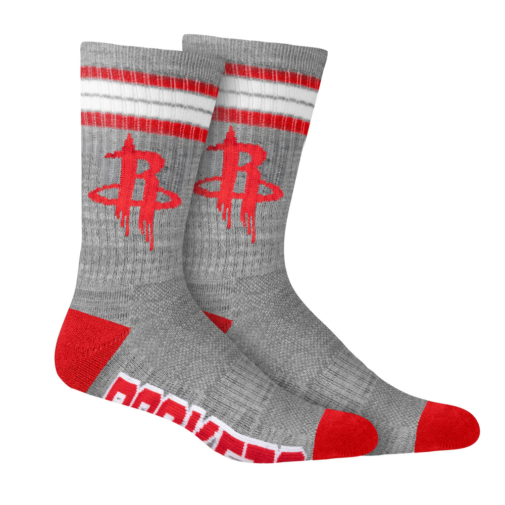 Ultra Game Men's NBA Official Athletic Cushioned Secure Fit Team Crew Socks - 3 Pack | Houston Rockets