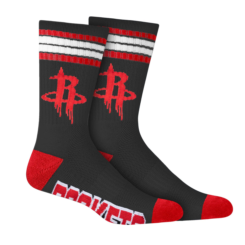 Ultra Game Men's NBA Official Athletic Cushioned Secure Fit Team Crew Socks - 3 Pack | Houston Rockets