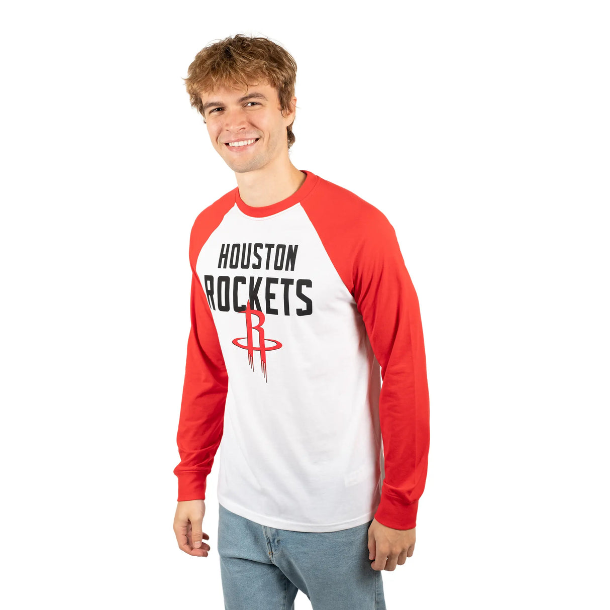 Ultra Game Men’s NBA Official Super Soft Raglan Baseball T-Shirt | Houston Rockets