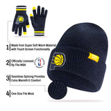 Ultra Game Men's NBA Official Super Soft Winter Beanie Knit Hat with Extra Warm Touch Screen Gloves | Indiana Pacers