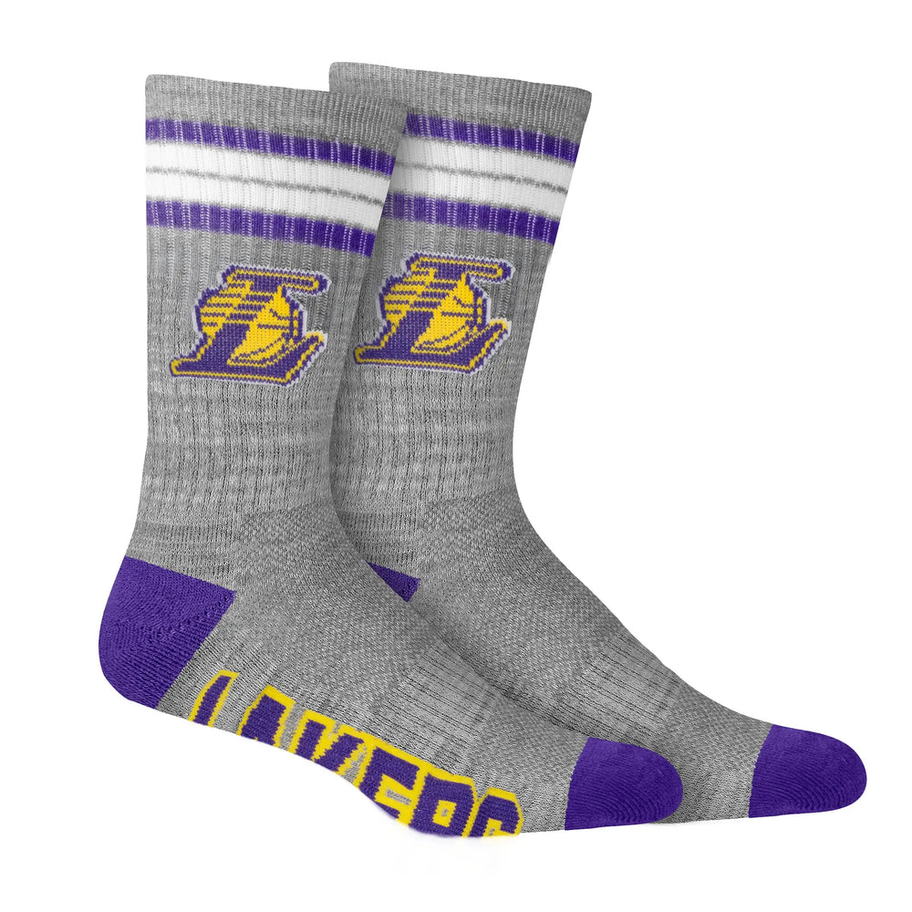 Ultra Game Men's NBA Official Athletic Cushioned Secure Fit Team Crew Socks - 3 Pack | Los Angeles Lakers