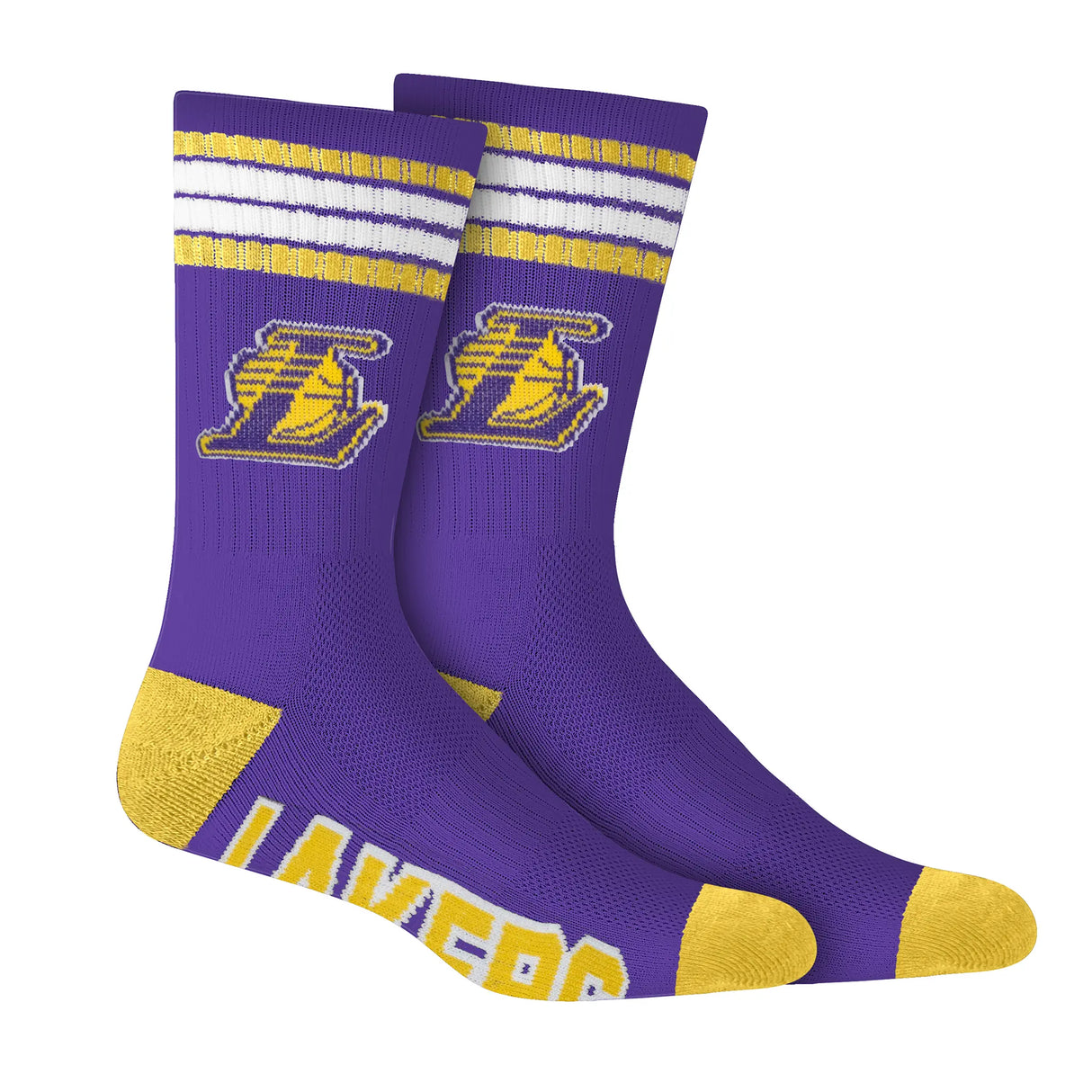 Ultra Game Men's NBA Official Athletic Cushioned Secure Fit Team Crew Socks - 3 Pack | Los Angeles Lakers