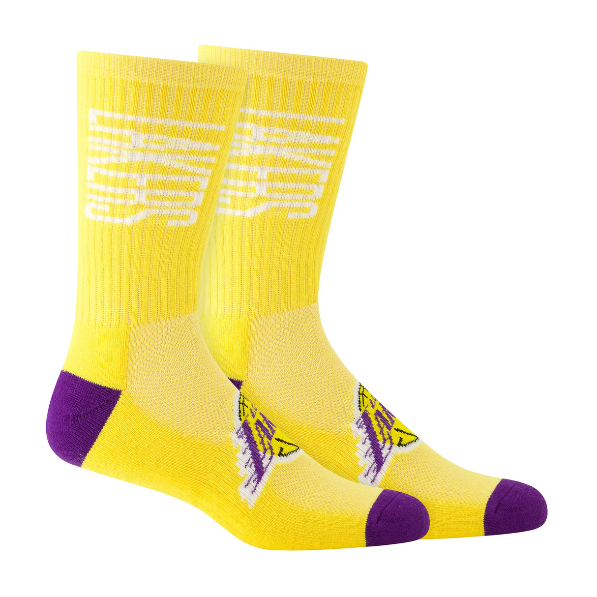 Ultra Game Men's NBA Official Athletic Cushioned Vertical Attack Team Crew Socks - 3 Pack | Los Angeles Lakers