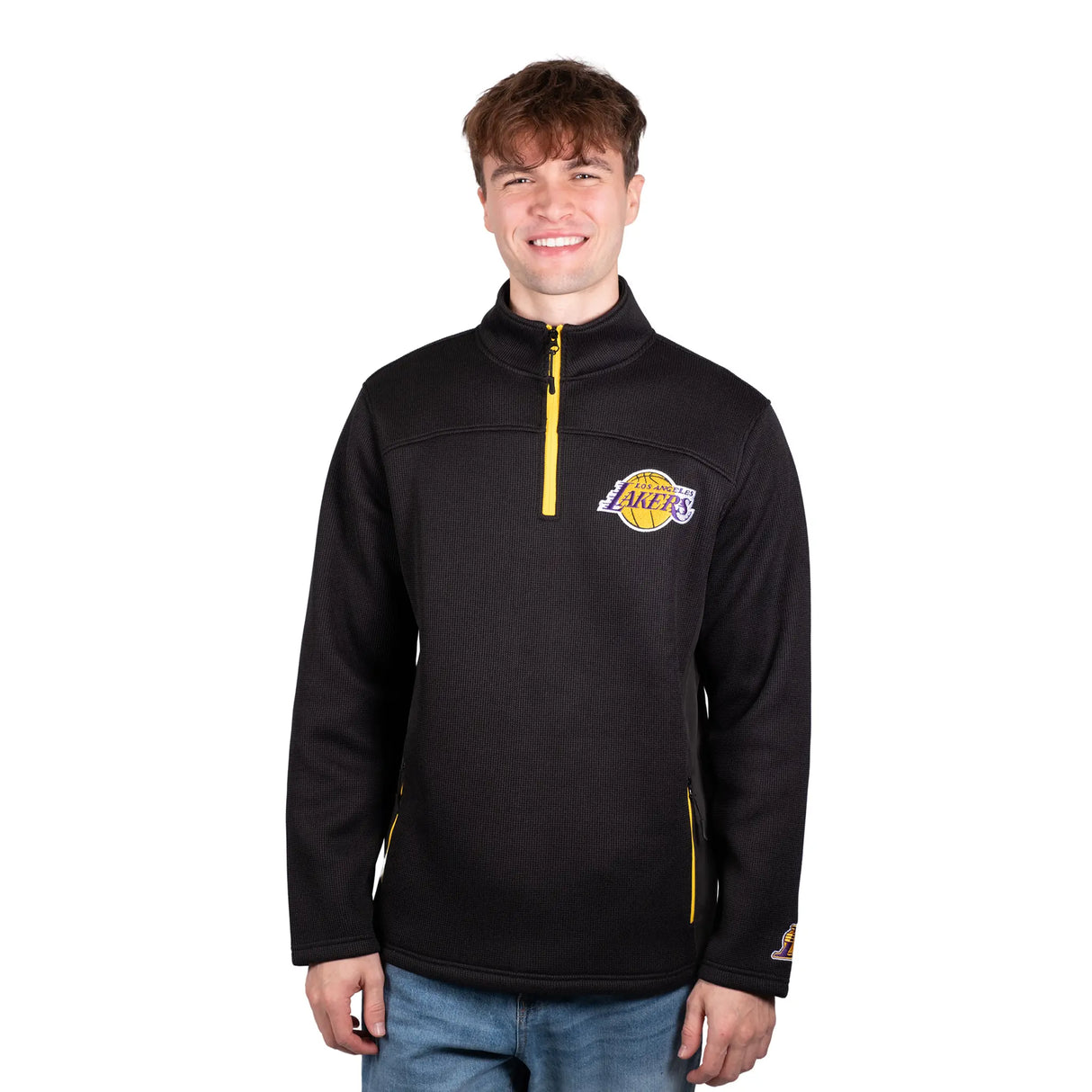 Ultra Game Men's NBA Official Super Soft Quarter Zip Sweatshirt with Zipper Pockets | Los Angeles Lakers