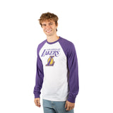 Ultra Game Men’s NBA Official Super Soft Raglan Baseball T-Shirt | Los Angeles Lakers