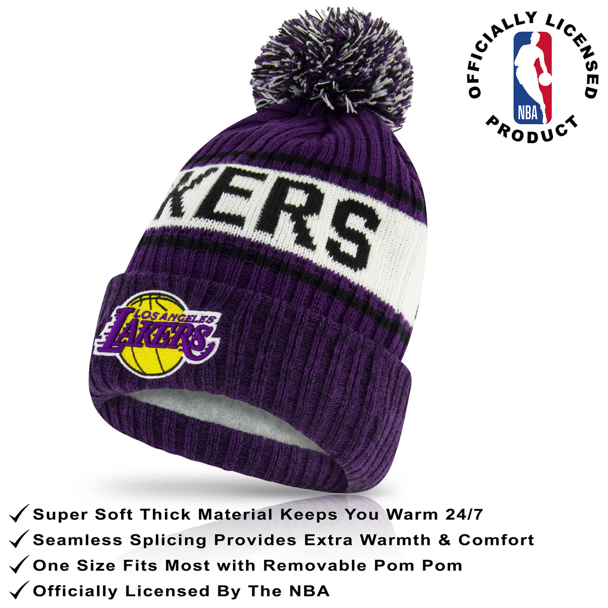 Ultra Game Men's NBA Official Super Soft Winter Beanie Hat with Extra Warm Touch Screen Gloves | Los Angeles Lakers