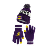 Ultra Game Men's NBA Official Super Soft Winter Beanie Hat with Extra Warm Touch Screen Gloves | Los Angeles Lakers