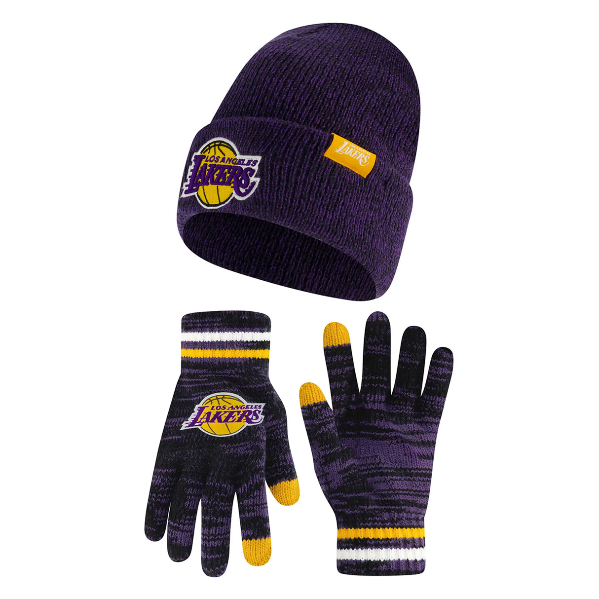 Ultra Game Men's NBA Official Super Soft Winter Beanie Knit Hat with Extra Warm Touch Screen Gloves | Los Angeles Lakers