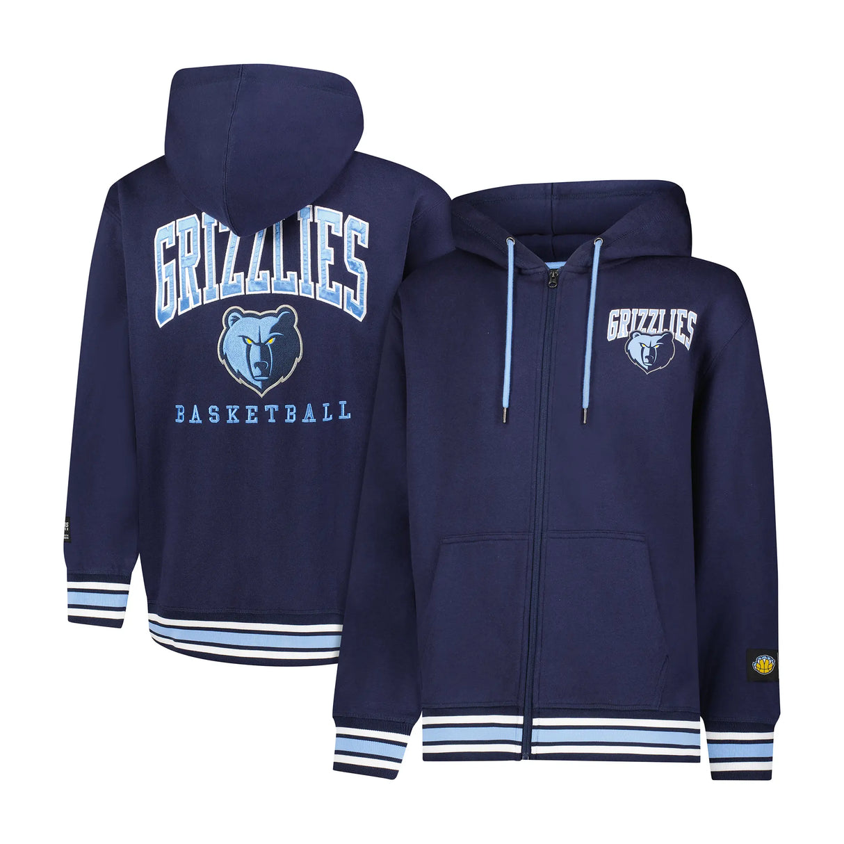 Ultra Game Men's NBA Official MVP Premium Quality Full Zip Hoodie Jacket | Memphis Grizzlies