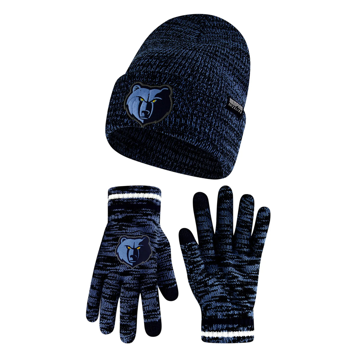 Ultra Game Men's NBA Official Super Soft Winter Beanie Knit Hat with Extra Warm Touch Screen Gloves | Memphis Grizzlies