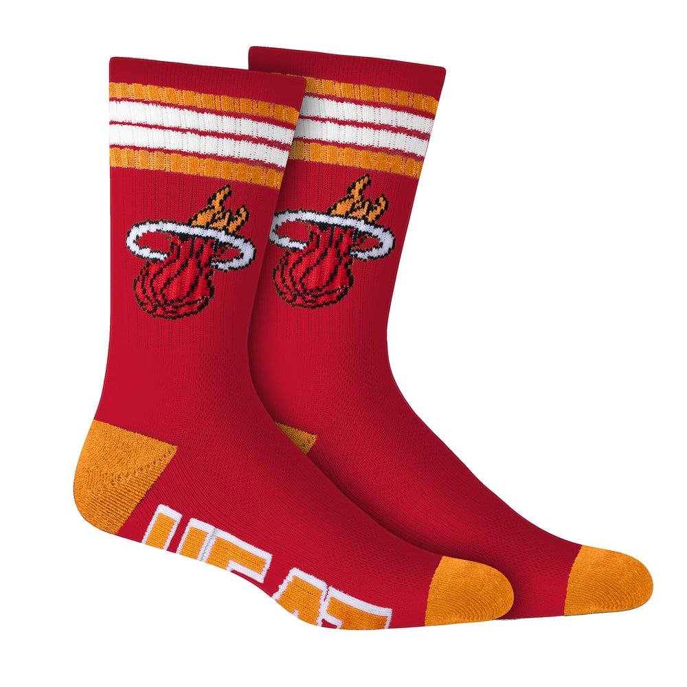 Ultra Game Men's NBA Official Athletic Cushioned Secure Fit Team Crew Socks - 3 Pack | Miami Heat