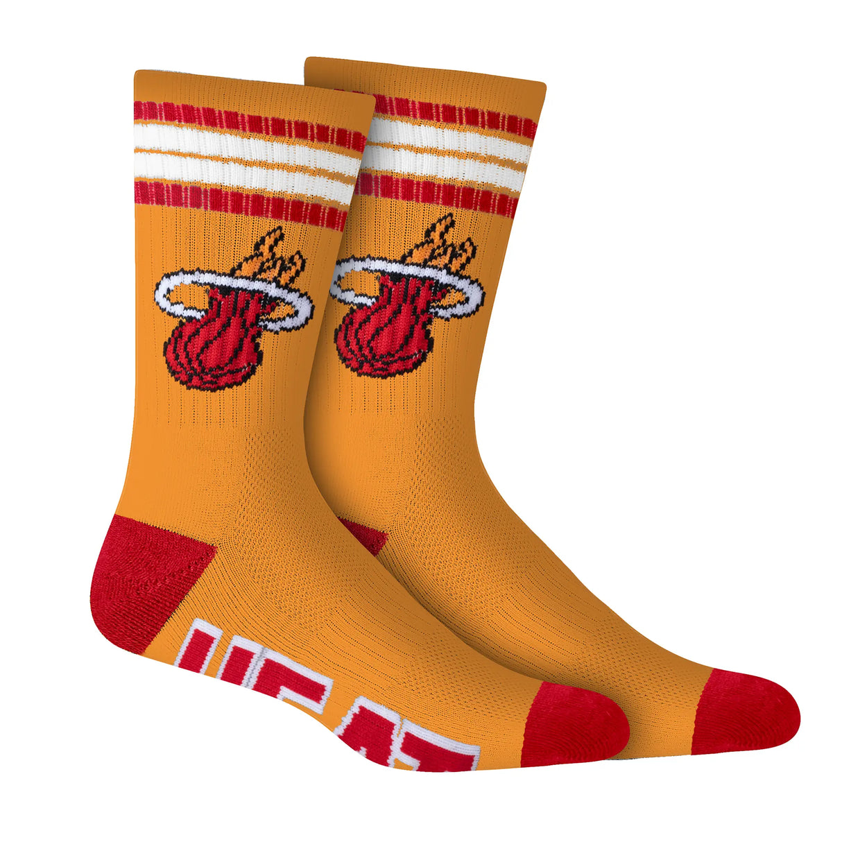 Ultra Game Men's NBA Official Athletic Cushioned Secure Fit Team Crew Socks - 3 Pack | Miami Heat