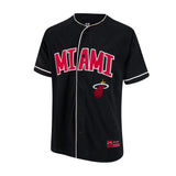 Ultra Game Men’s NBA Official Super Soft Button Down Jersey Baseball Shirt | Miami Heat