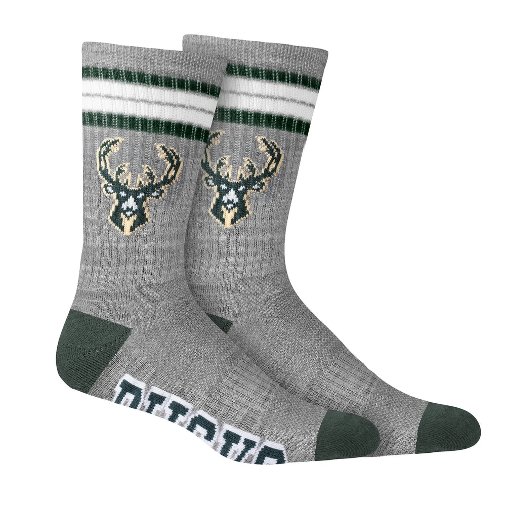 Ultra Game Men's NBA Official Athletic Cushioned Secure Fit Team Crew Socks - 3 Pack | Milwaukee Bucks