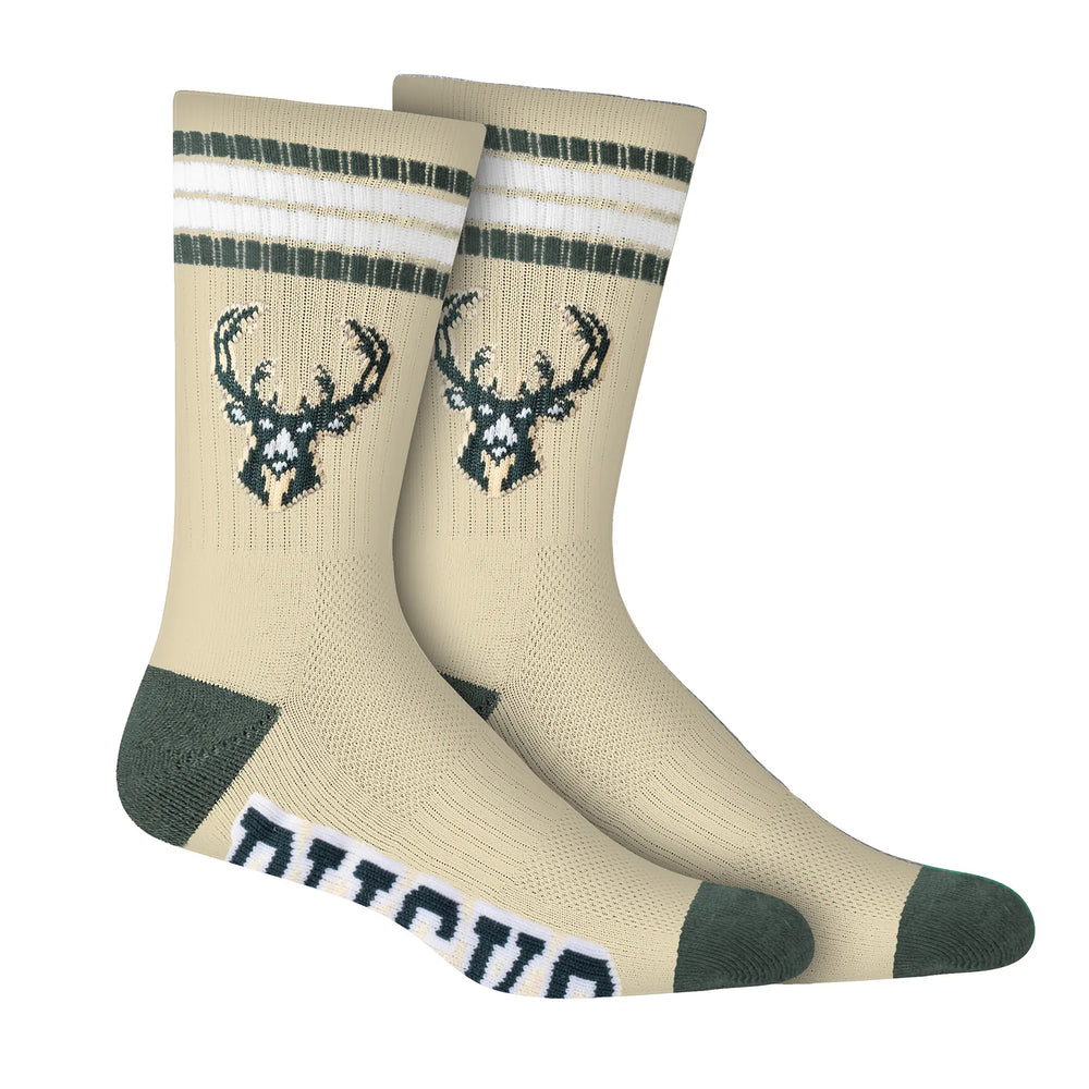 Ultra Game Men's NBA Official Athletic Cushioned Secure Fit Team Crew Socks - 3 Pack | Milwaukee Bucks