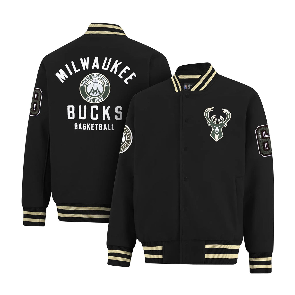 Ultra Game Men’s NBA Official Game Time Varsity Jacket | Milwaukee Bucks