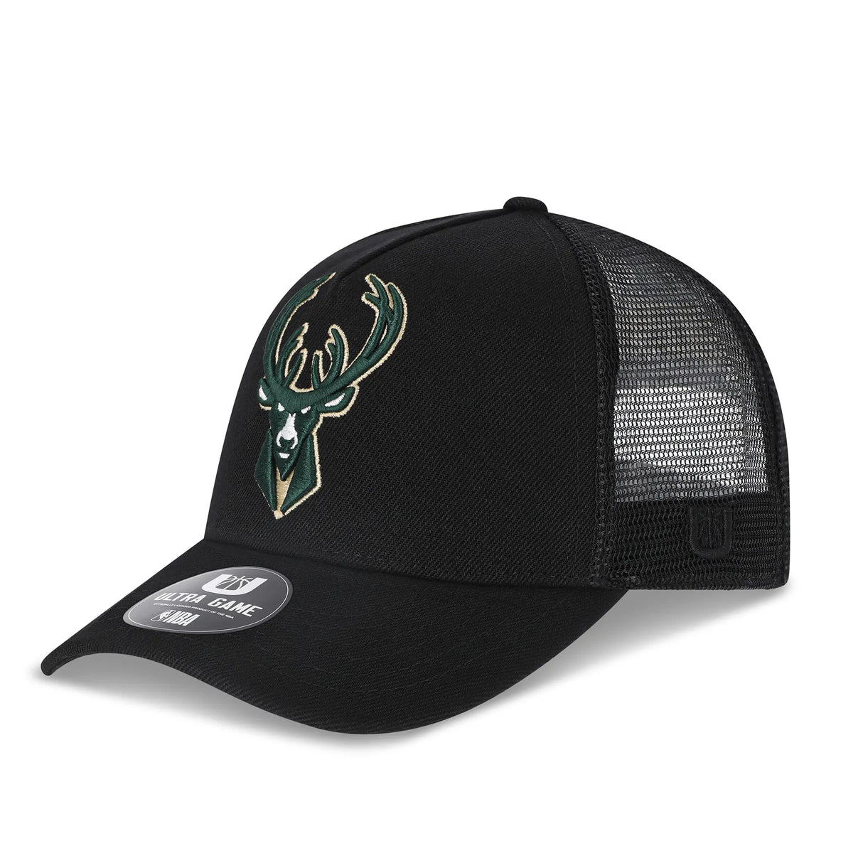 Ultra Game Men’s NBA Official Snap Back All Around The World Trucker Baseball Cap Hat | Milwaukee Bucks