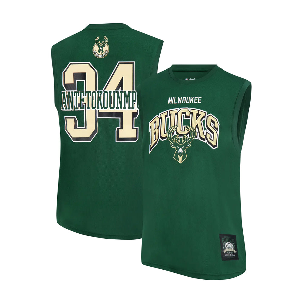 Ultra Game Men's NBA Official Sleeveless Players Mesh Tank Top Muscle T-Shirt | Milwaukee Bucks - Giannis Antetokounmpo