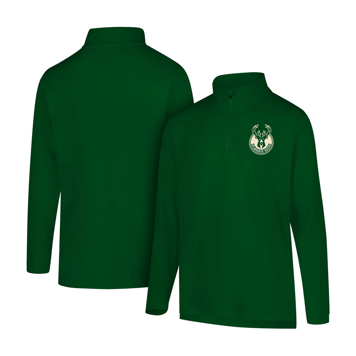 Ultra Game Men's NBA Official Super Soft Quarter Zip Long Sleeve T-Shirt | Milwaukee Bucks