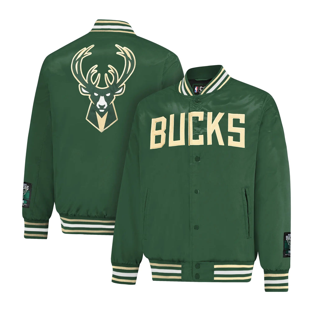Ultra Game Mens NBA Official Smashing Records Satin Jacket | Milwaukee Bucks