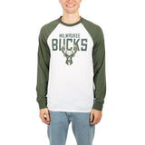 Ultra Game Men’s NBA Official Super Soft Raglan Baseball T-Shirt | Milwaukee Bucks