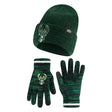 Ultra Game Men's NBA Official Super Soft Winter Beanie Knit Hat with Extra Warm Touch Screen Gloves | Milwaukee Bucks