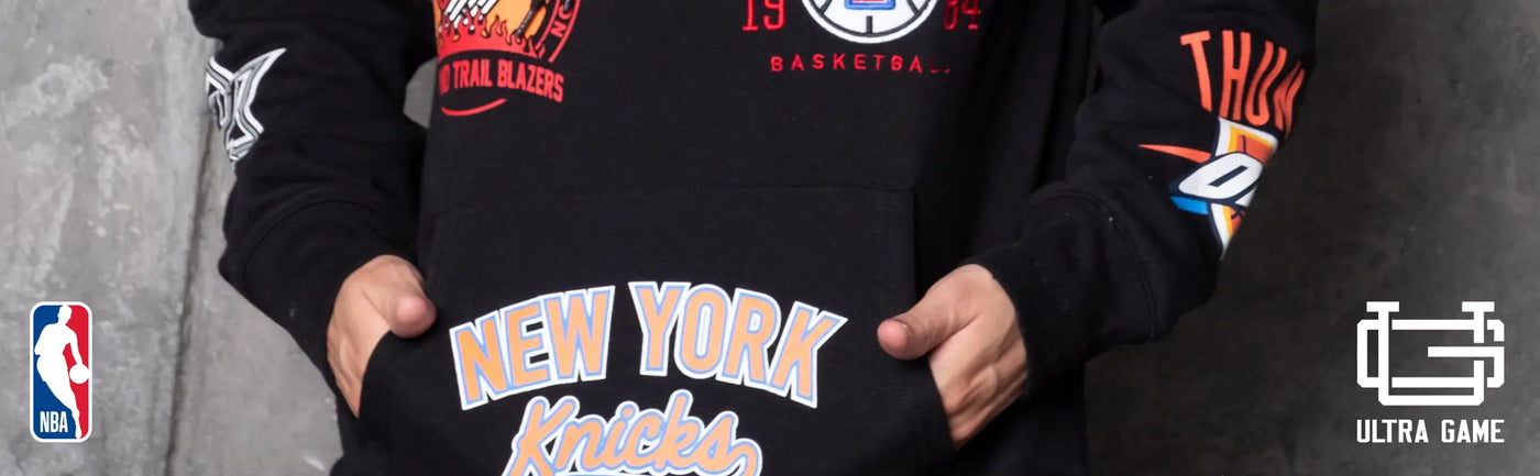 ultra game mens nba official multi logo team color black soft fleece hoodie men sweatshirt banner 2