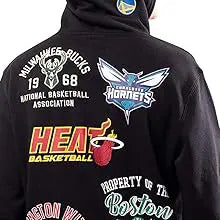 ultra game mens nba official multi logo team color black soft fleece hoodie men sweatshirt feature 3