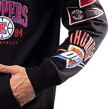ultra game mens nba official multi logo team color black soft fleece hoodie men sweatshirt feature 4